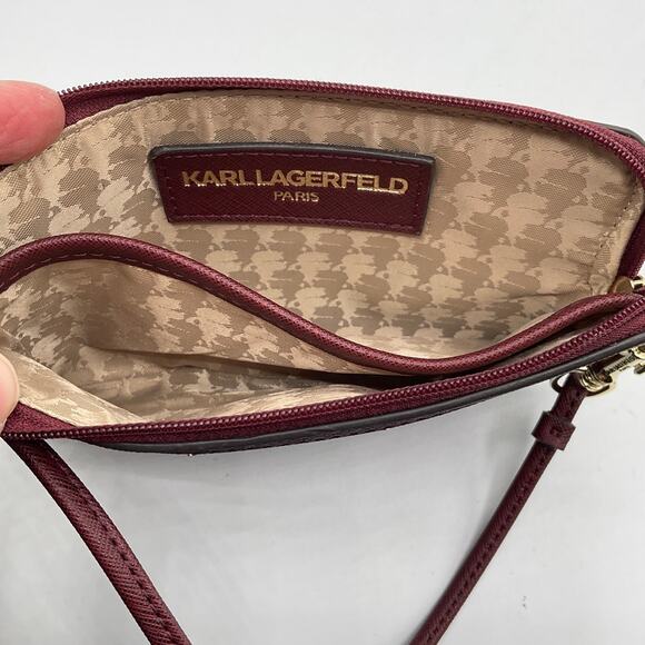 Karl Lagerfeld Wristlet Purse- Maroon - Picture 6 of 6